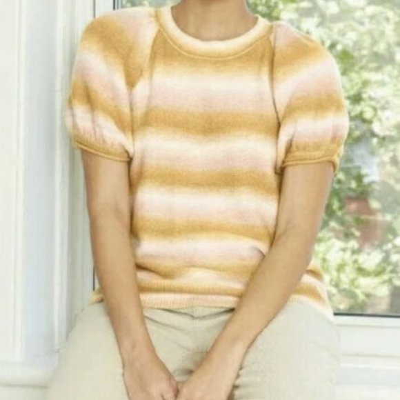 Universal Thread Retro Tan Yellow Ombre Short Sleeve Sweater - Medium - Picture 2 of 9